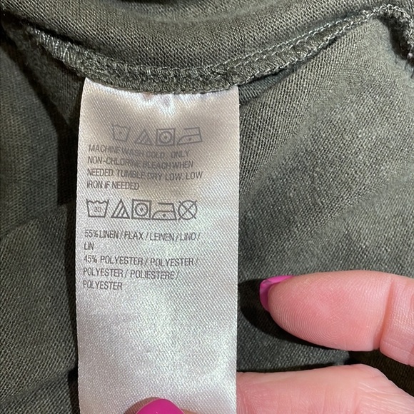 LOGO Lori Goldstein green open cardigan with tie size Medium front pockets - Picture 11 of 11